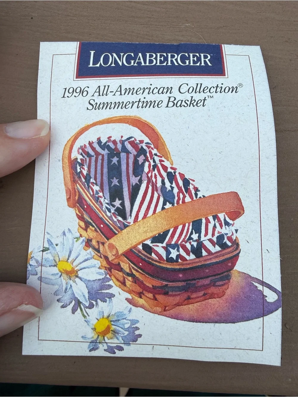 Longaberger All American Summertime Basket with Red, White Blue Star Liner 1996